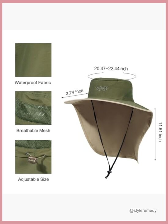 Women\'s Waterproof UV Protection Wide Brim Bucket Hat with Neck Flap for Hiking main image 4